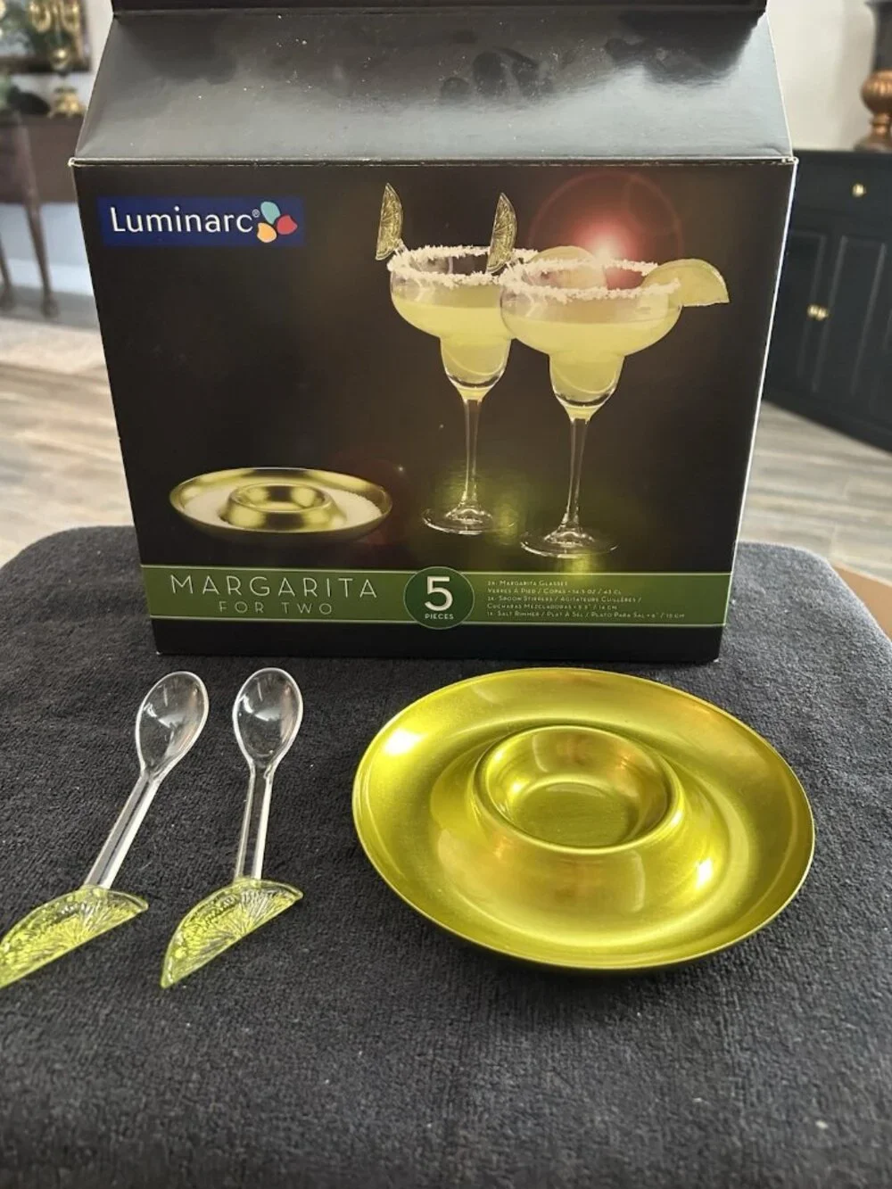 Luminarc  Margarita Glasses Set Of 2 With Alt Ring And Spoons New In Box